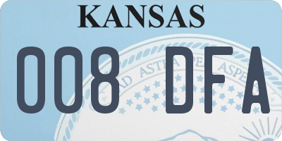 KS license plate 008DFA