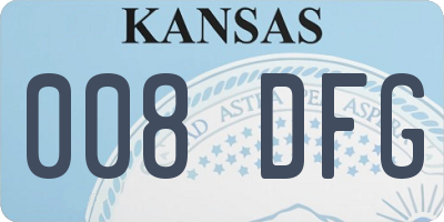 KS license plate 008DFG