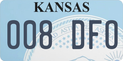 KS license plate 008DFO