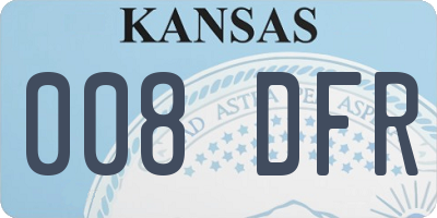 KS license plate 008DFR