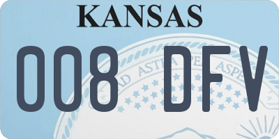 KS license plate 008DFV
