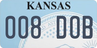 KS license plate 008DOB