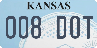 KS license plate 008DOT