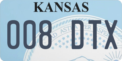 KS license plate 008DTX