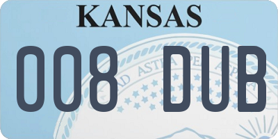 KS license plate 008DUB
