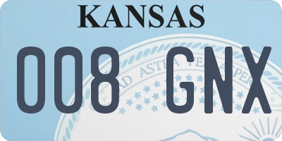 KS license plate 008GNX