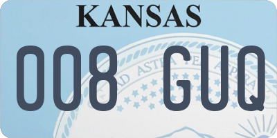 KS license plate 008GUQ
