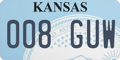 KS license plate 008GUW