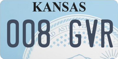 KS license plate 008GVR