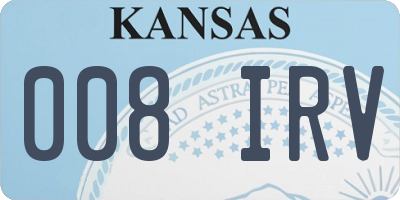 KS license plate 008IRV