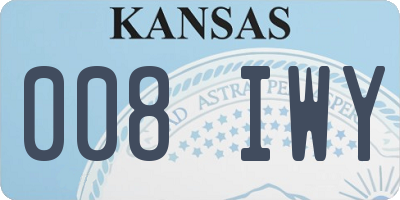 KS license plate 008IWY