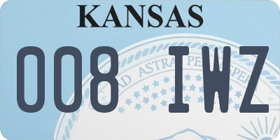 KS license plate 008IWZ