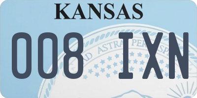 KS license plate 008IXN