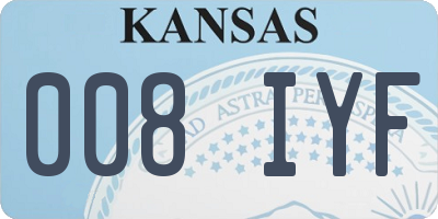 KS license plate 008IYF