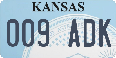 KS license plate 009ADK
