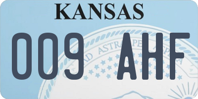 KS license plate 009AHF