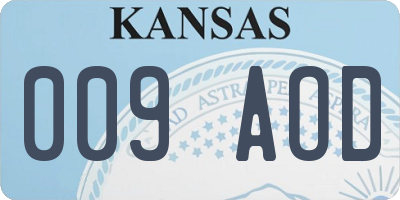 KS license plate 009AOD