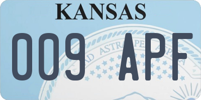 KS license plate 009APF