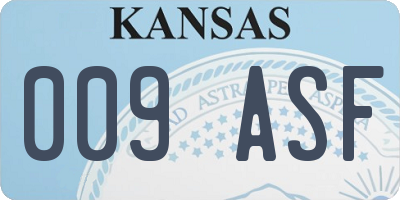 KS license plate 009ASF