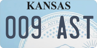 KS license plate 009AST