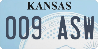KS license plate 009ASW