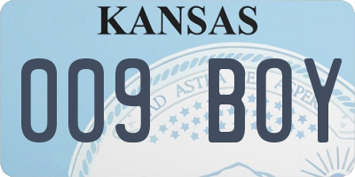 KS license plate 009BOY