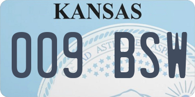 KS license plate 009BSW