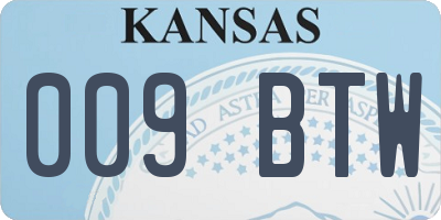 KS license plate 009BTW