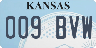 KS license plate 009BVW