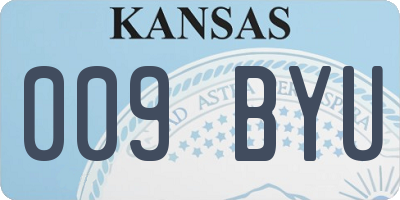 KS license plate 009BYU