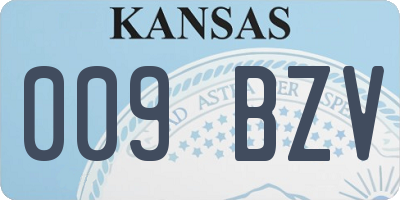 KS license plate 009BZV
