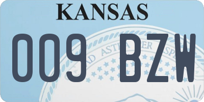 KS license plate 009BZW