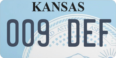 KS license plate 009DEF