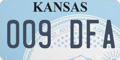KS license plate 009DFA
