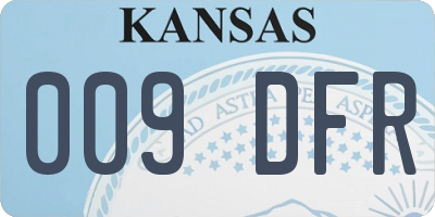 KS license plate 009DFR