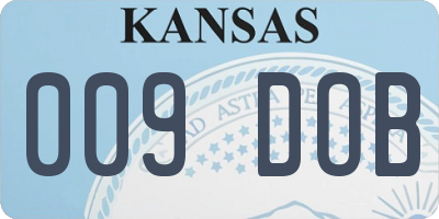 KS license plate 009DOB