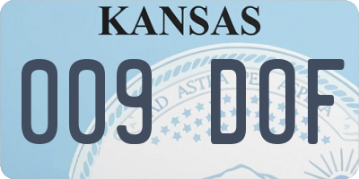 KS license plate 009DOF