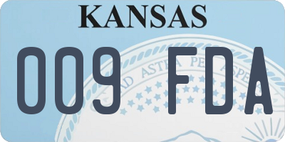 KS license plate 009FDA