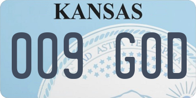 KS license plate 009GOD