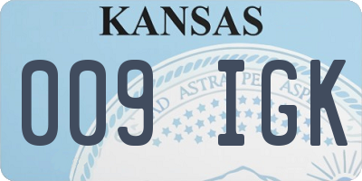 KS license plate 009IGK