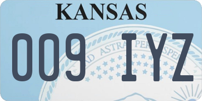 KS license plate 009IYZ