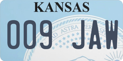 KS license plate 009JAW