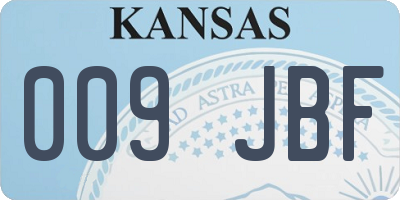 KS license plate 009JBF