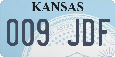 KS license plate 009JDF