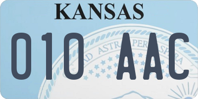 KS license plate 010AAC