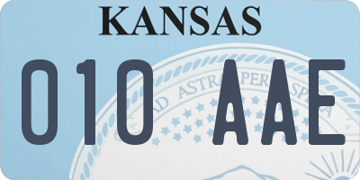 KS license plate 010AAE