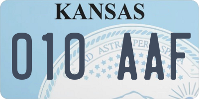 KS license plate 010AAF