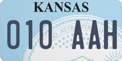 KS license plate 010AAH