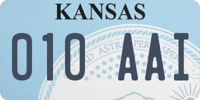 KS license plate 010AAI