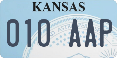 KS license plate 010AAP